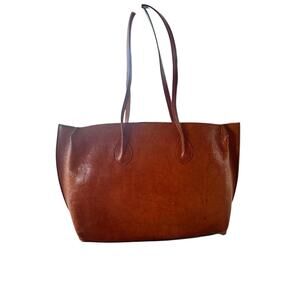 Large Brown Leather Oversized Purse Tote Minimalist